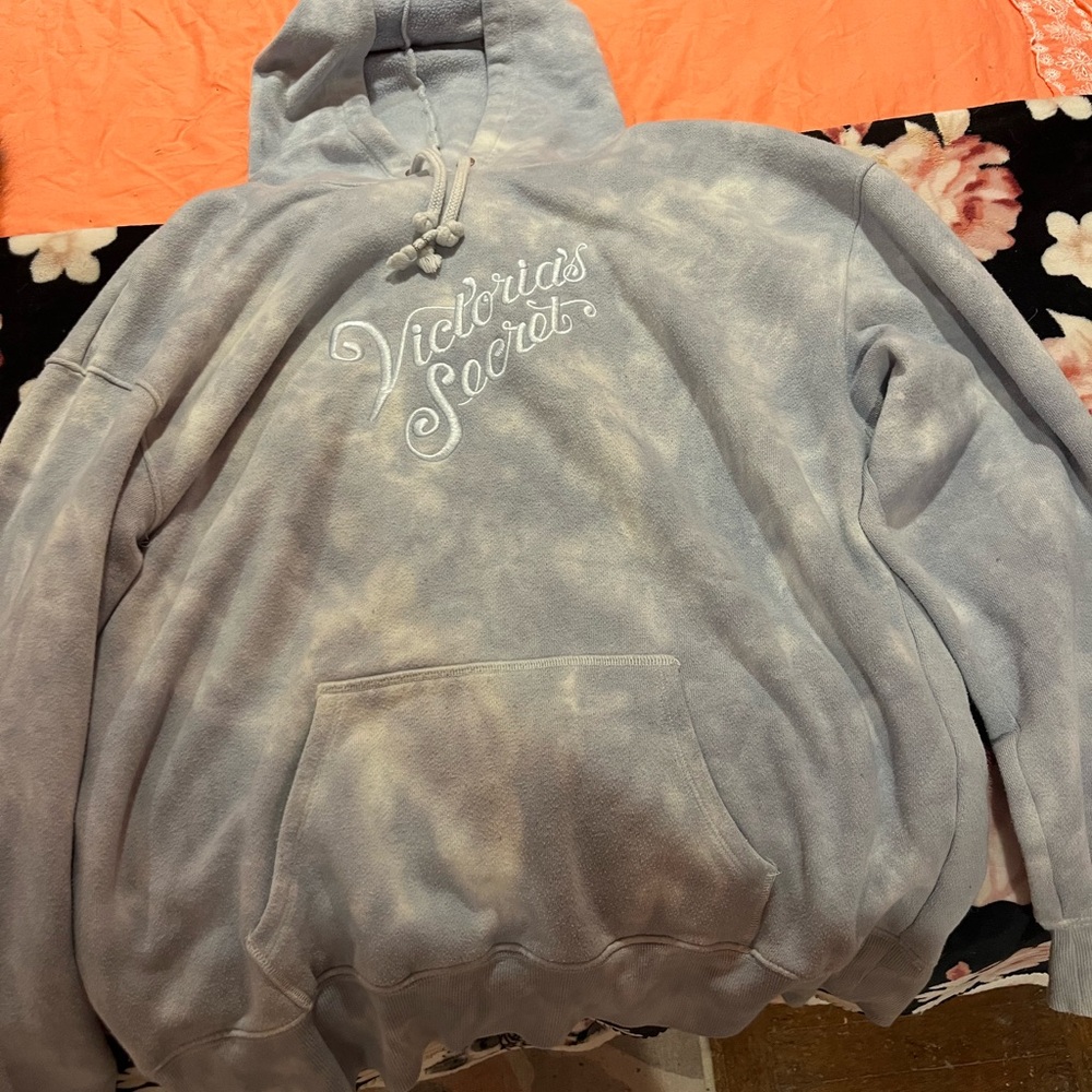 Victoria's Secret Gray And Blue Tie-Dye Hoodie